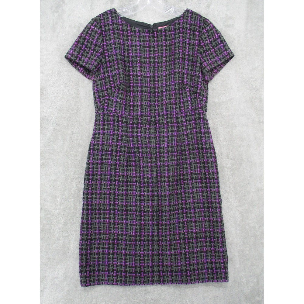 Eliza J Dress Large Plaid Tweed Wool Blend Preppy Academia Career Office Sheath